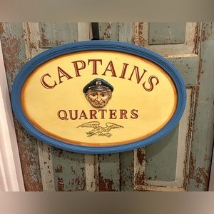 Vintage 1998 Captains Quarters wooden nautical decor sign